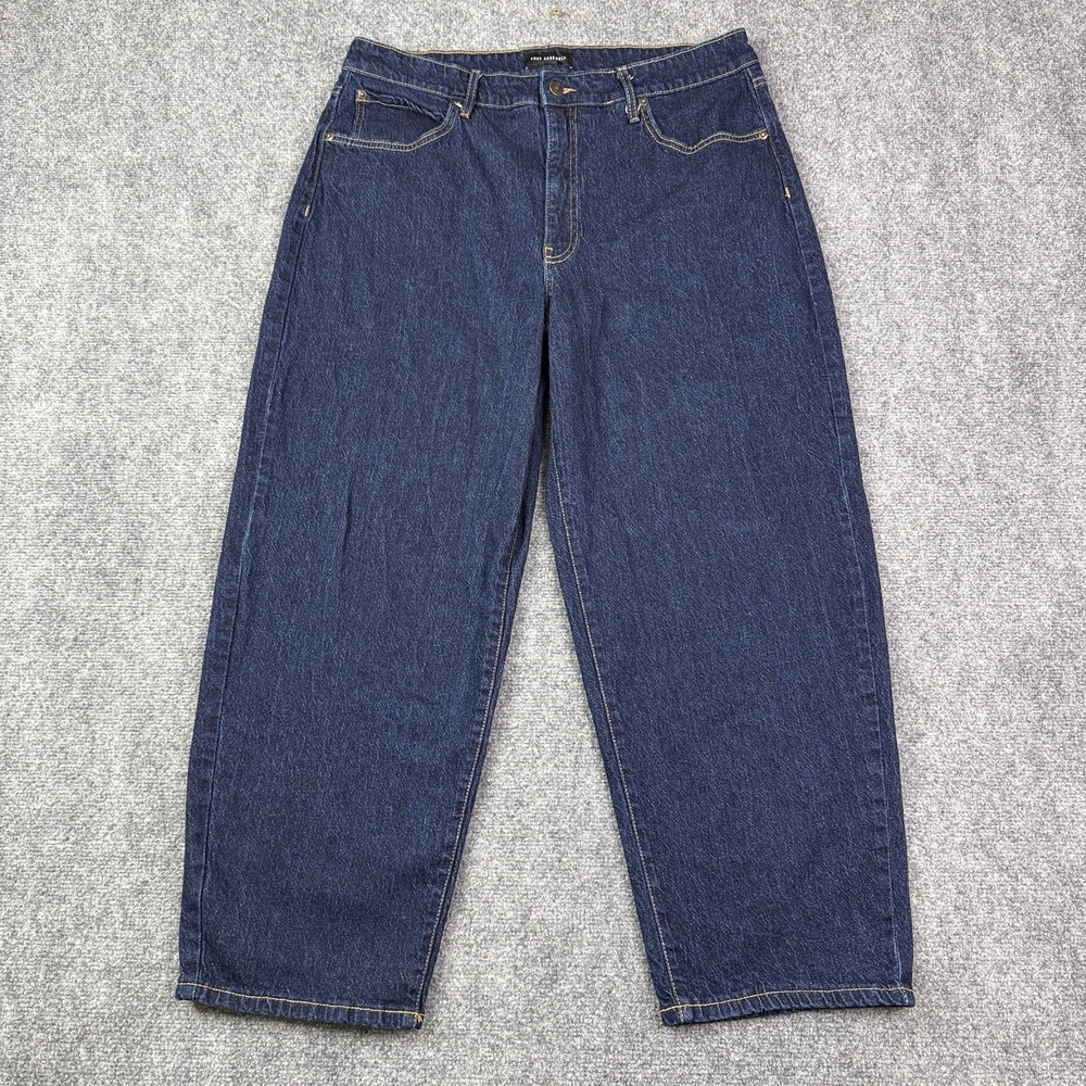 Free Assembly Barrel Leg Jeans Womens 16 High Rise Dark Wash Indigo Relaxed